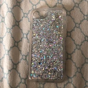 iPhone 7 waterfall silver glitter case